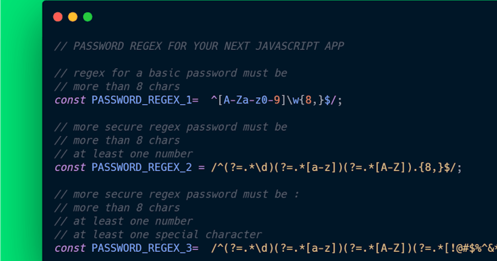 3 password REGEX for your next project