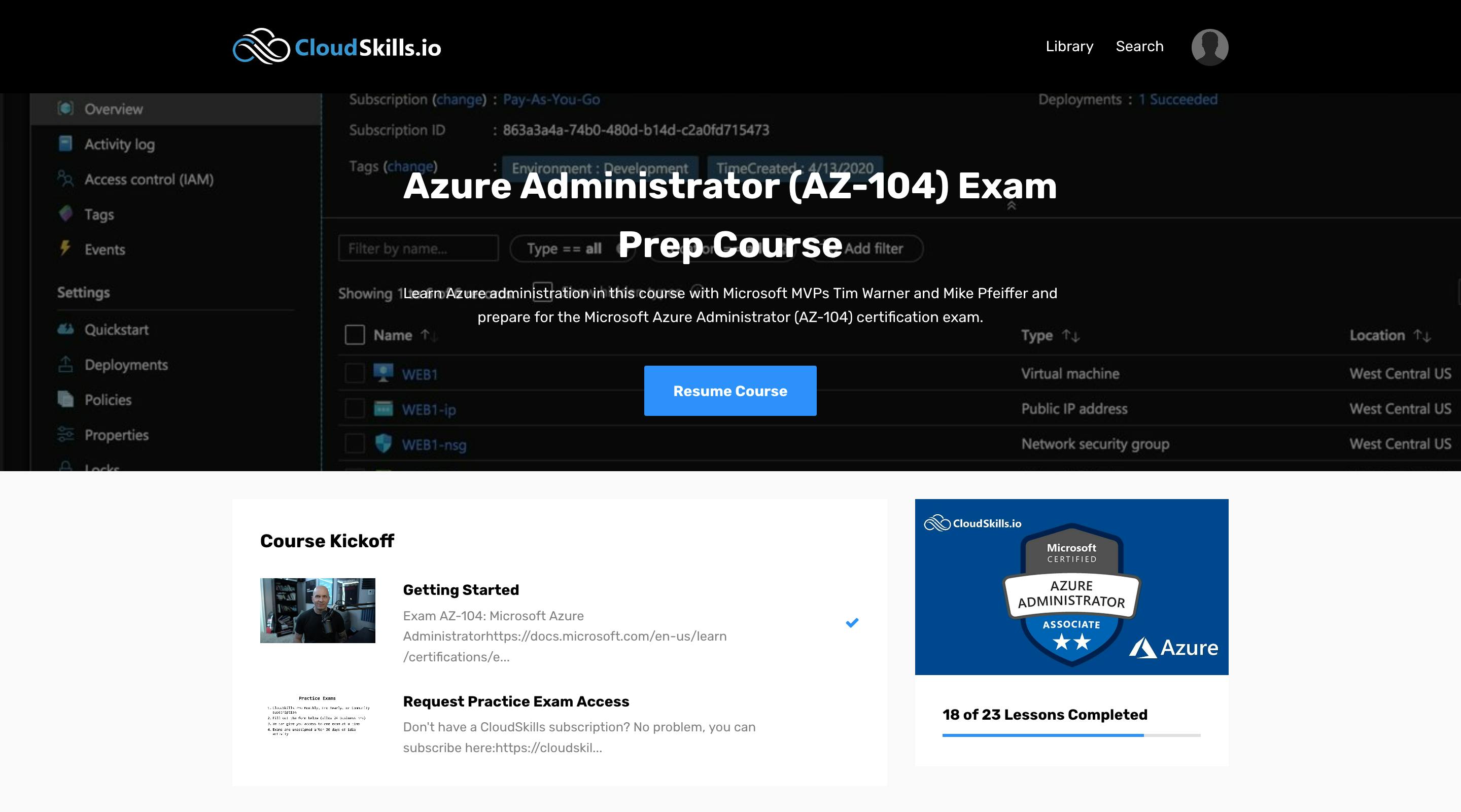 CloudSkills Azure Administrator (AZ-104) Exam Prep Course