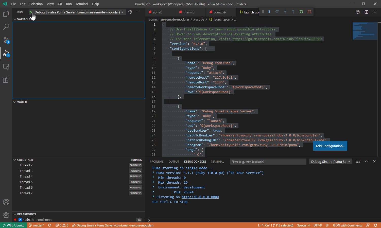 Notes On Debugging Ruby S Sinatra Server In Vscode Using Wsl Remote