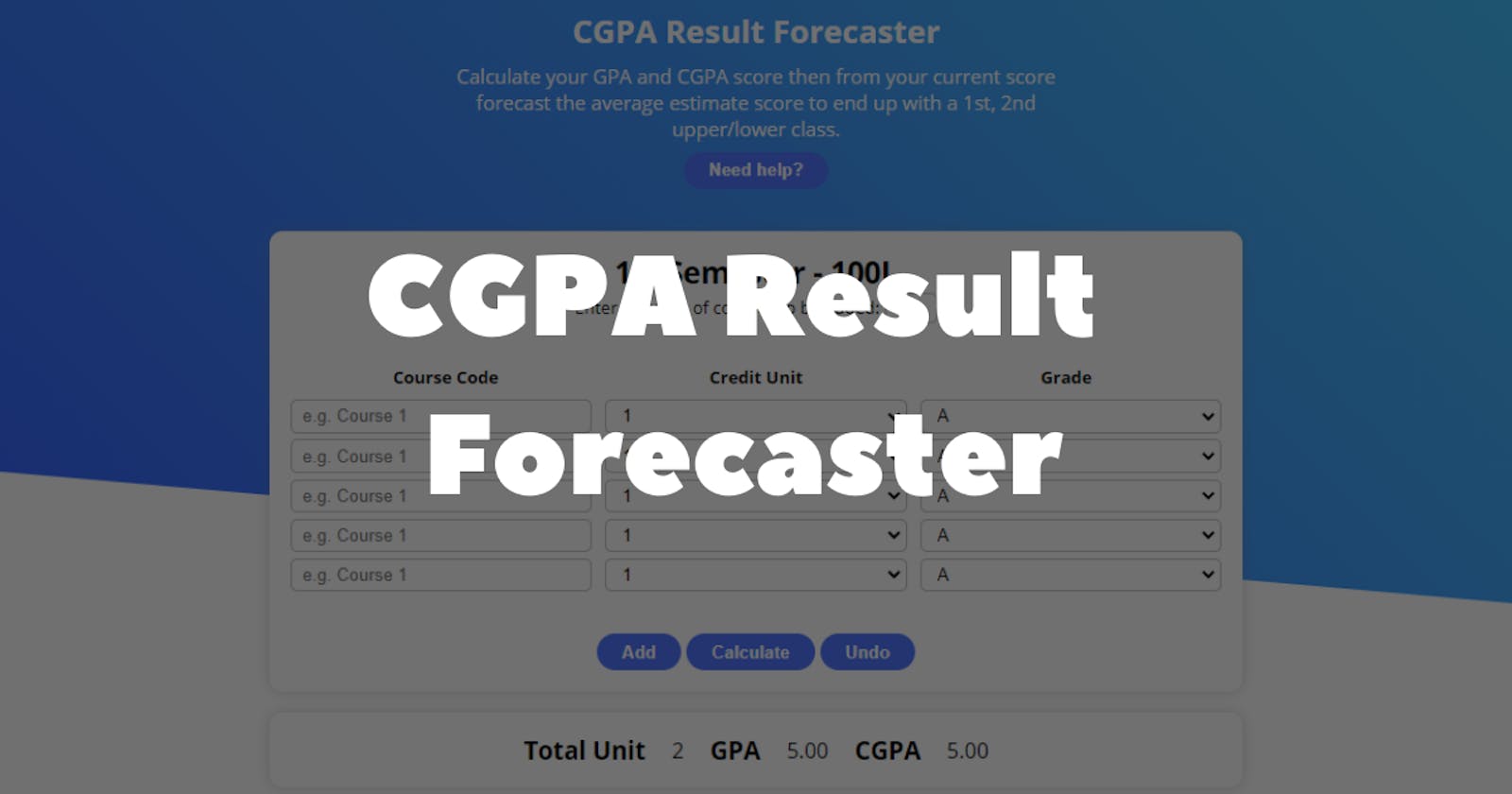 CGPA Result Forecaster - Hackathon Project