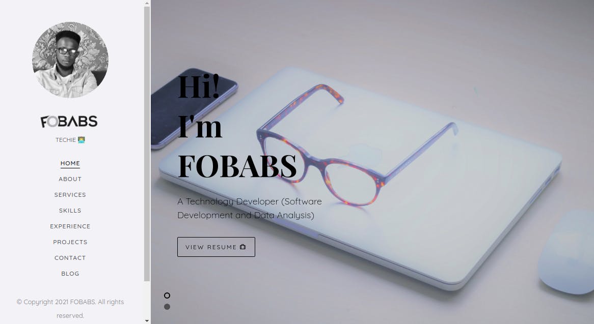 Screenshot of FOBABS website