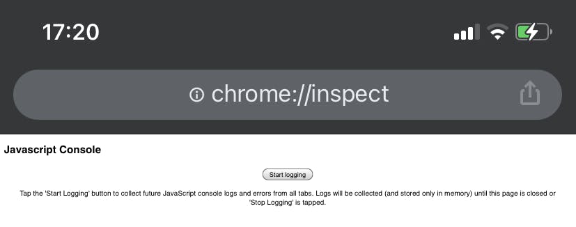 Chrome inspect tab on iOS