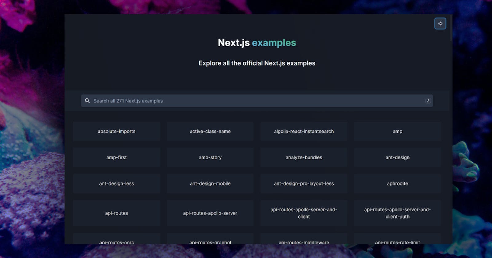 Building "Next.js Examples" from the Next.js GitHub repo