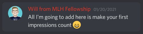 Discord message from Will
