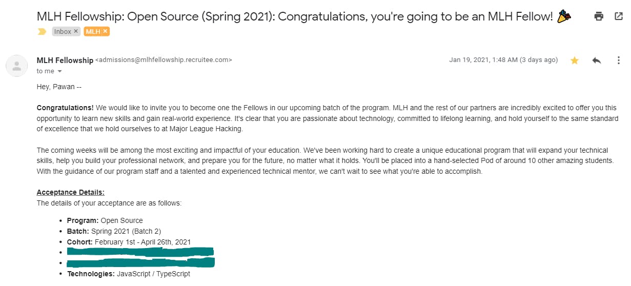 Acceptance Email