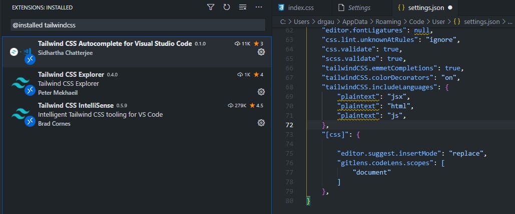 snowpack-vscode tailwind intellisense extentions.png