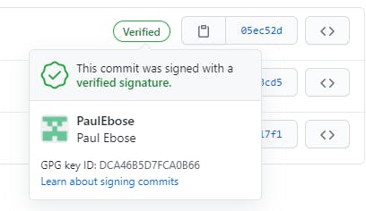 Verified commit badge on GitHub