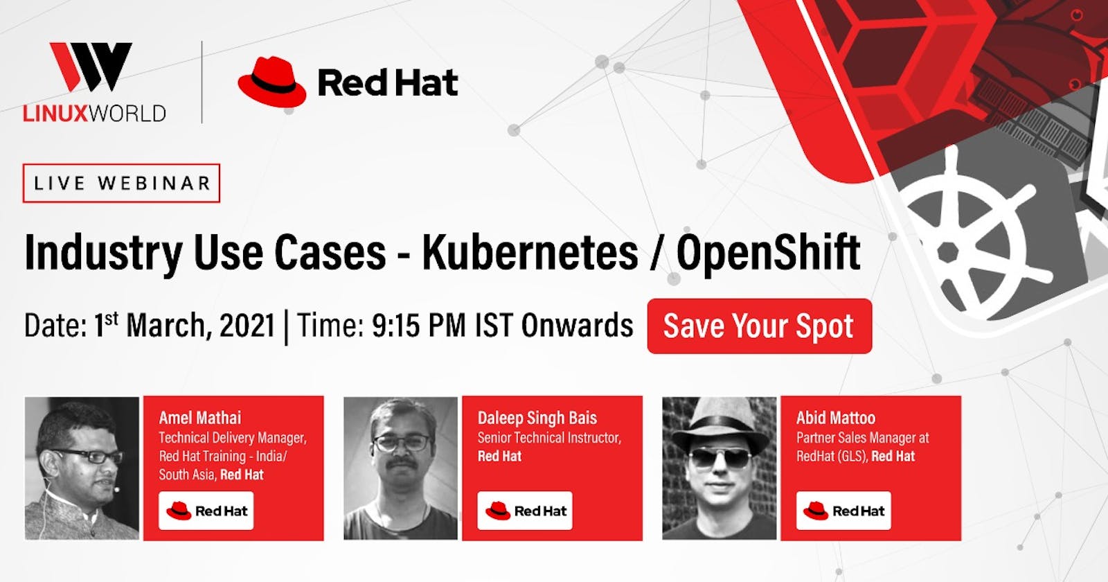 Industry Use Cases Session on Kubernetes/Openshift by experts of the industry