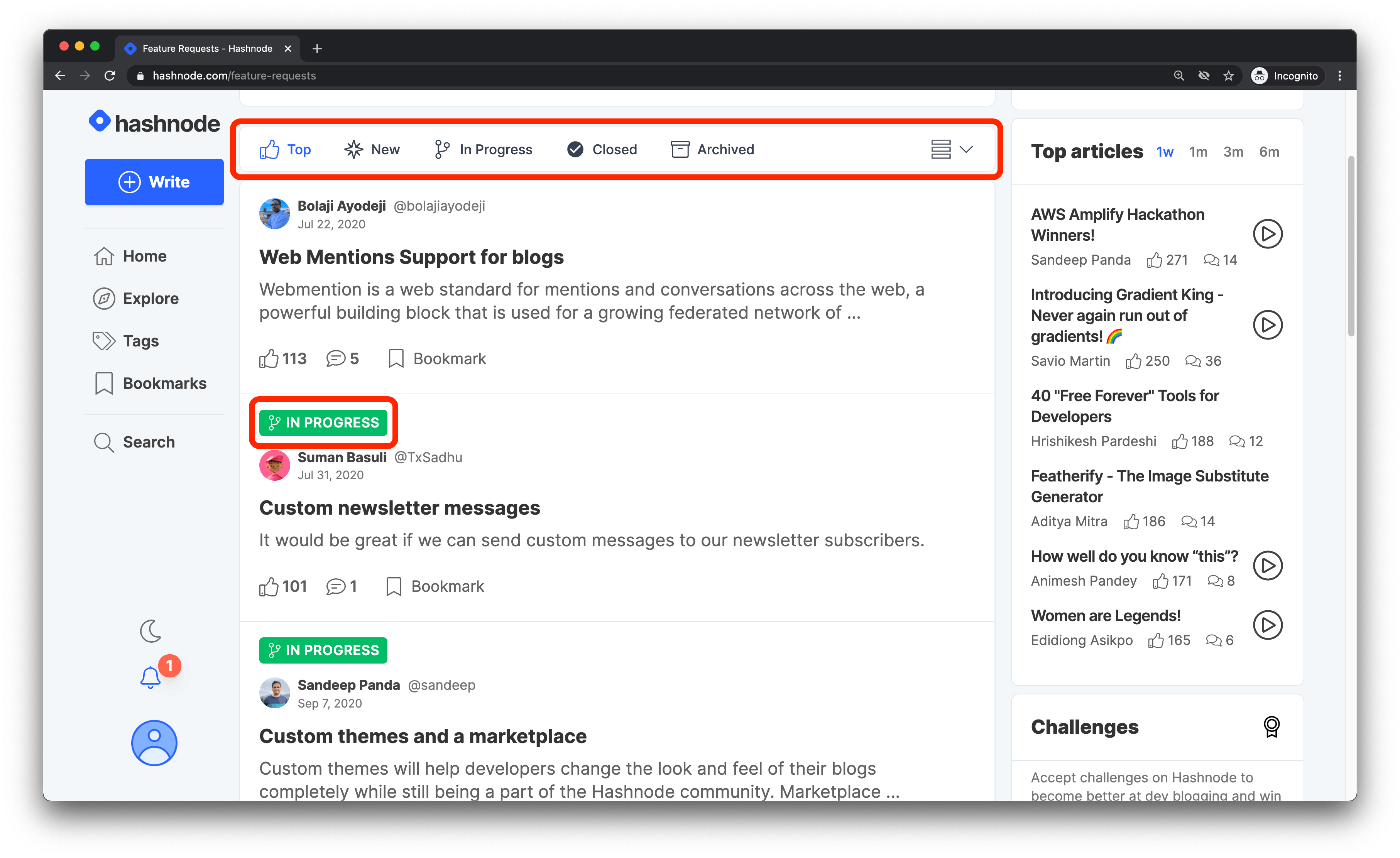 Feature Request Toolbar
