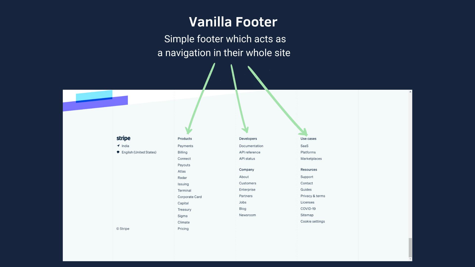 Stripe's Footer