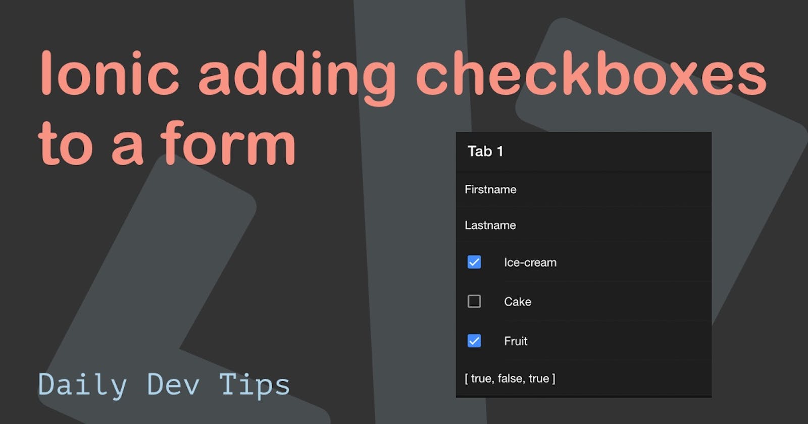 Ionic adding checkboxes to a form
