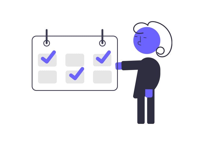 illustration character pointing to schedule