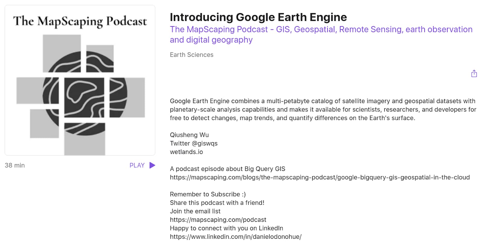 The MapScaping Podcast - Introducing Google Earth Engine‬