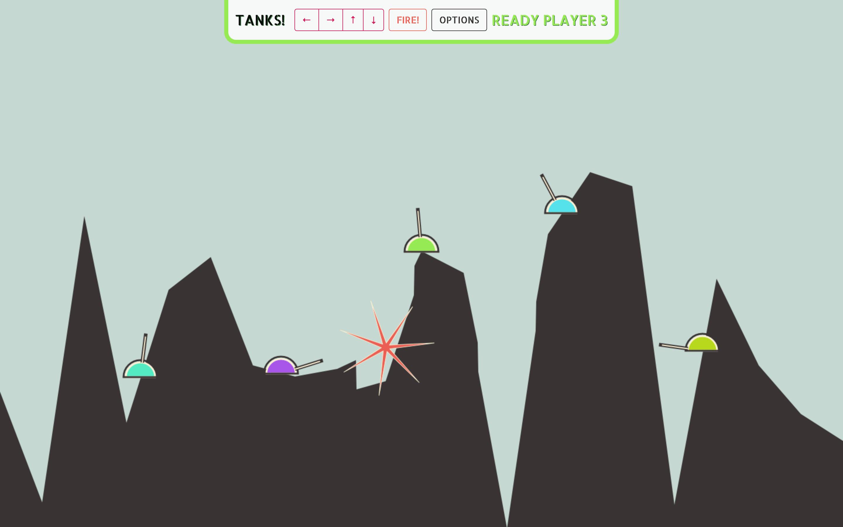 Early screenshot showing a tank exploding in multiplayer mode