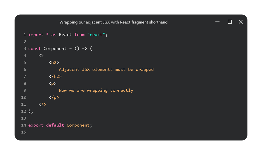 shorter syntax of react fragment not working