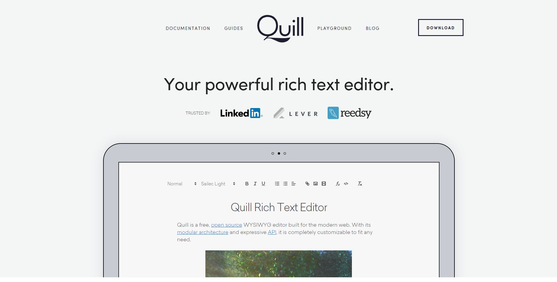 Quill landing page