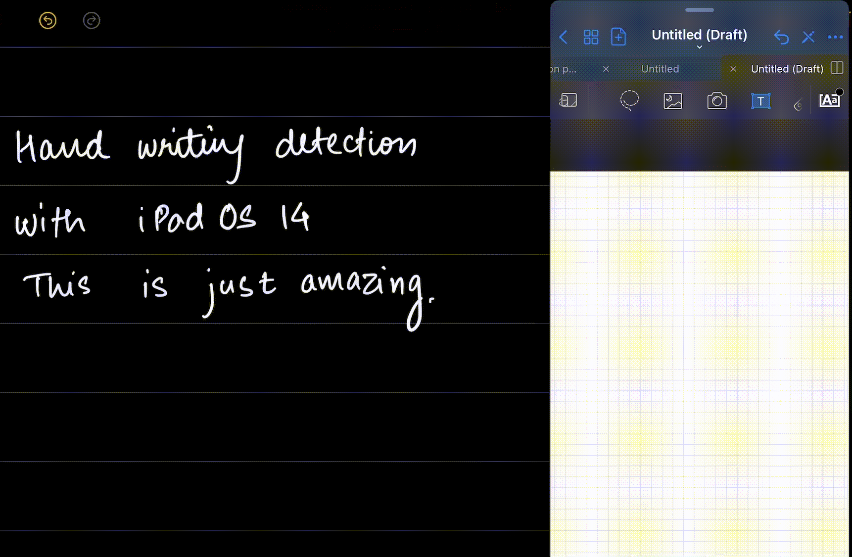 Handwritten notes can be automatically converted to typed text on the iPad. Source: authors screen recording
