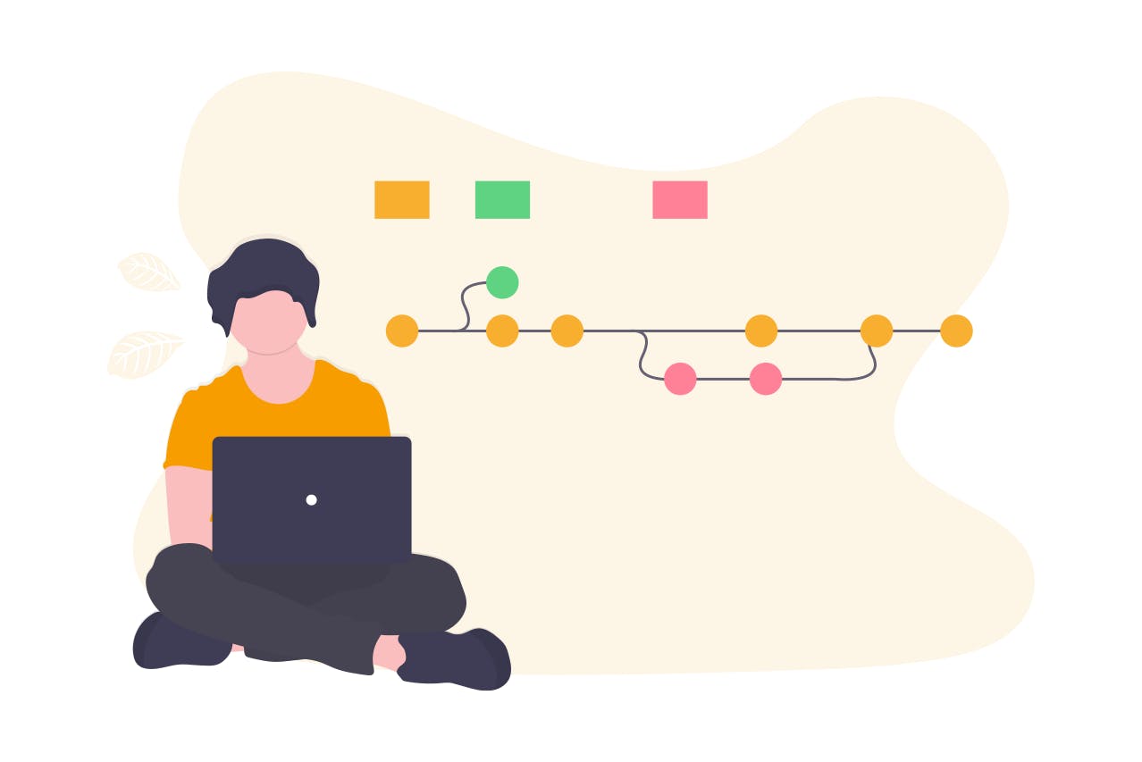 illustration of person working with Git