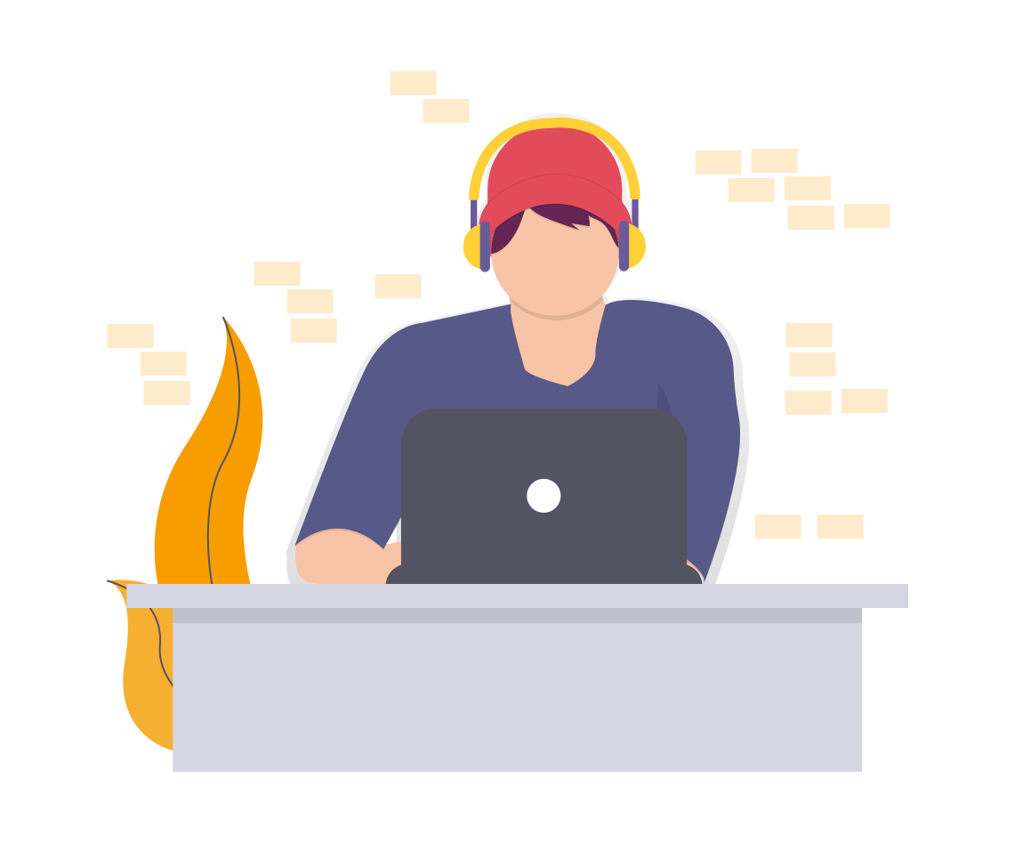 illustration of person working on computer