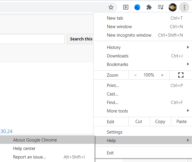 How to find version of Google Chrome