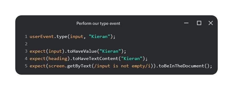 Perform out type event with assertions