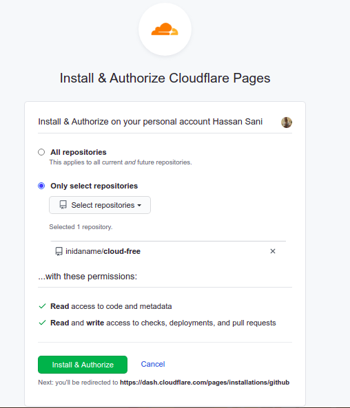 Cloudflare service on GitHub