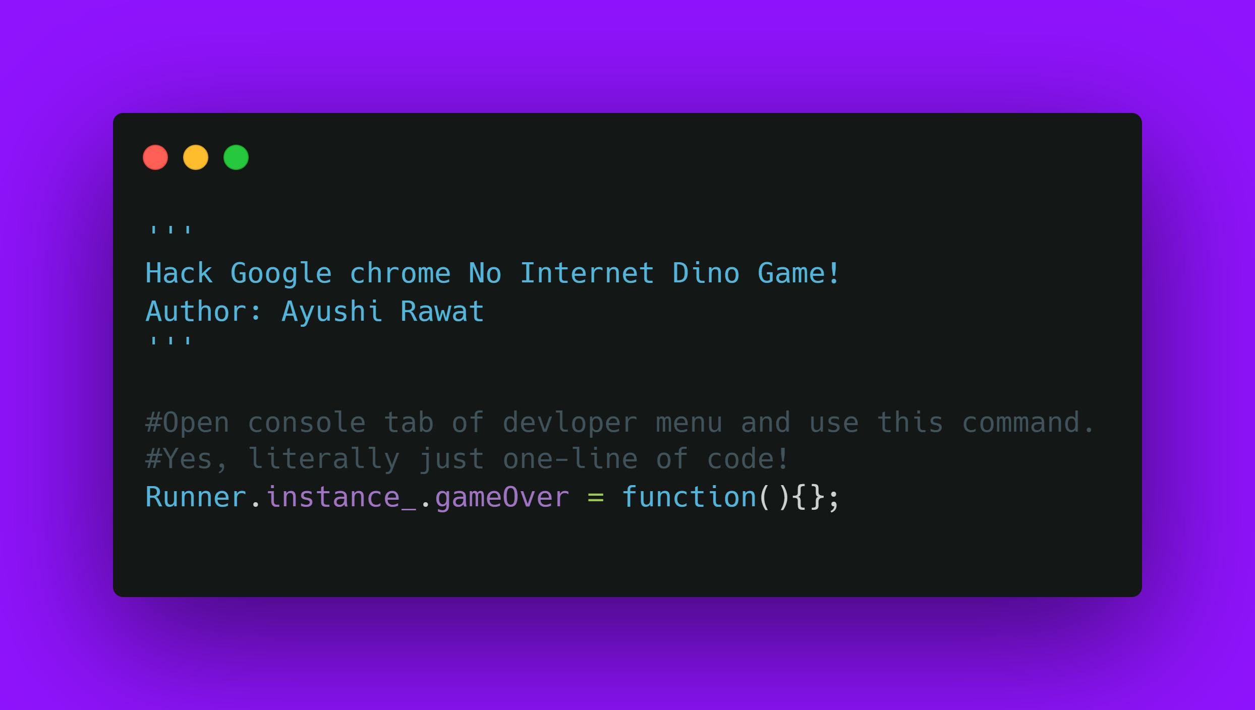 Google Chrome Dino-Game Hack (