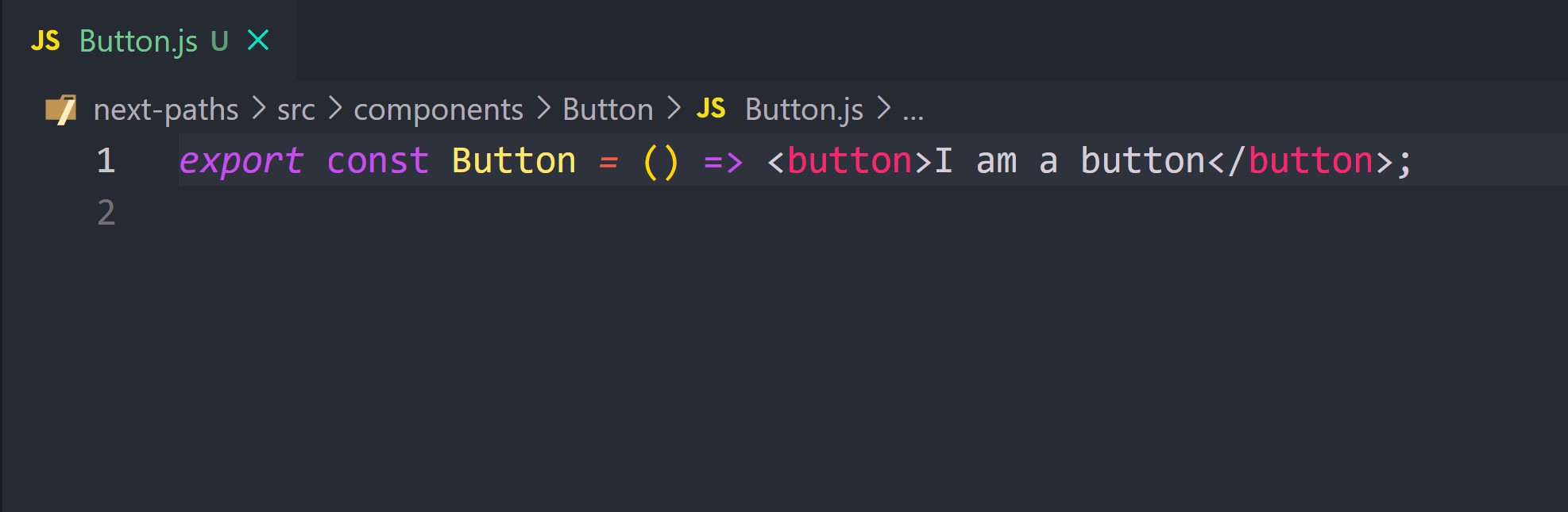 basic button component exporting a button