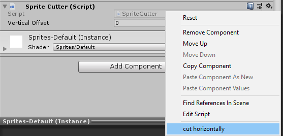 image of the context menu functionality in the inspector