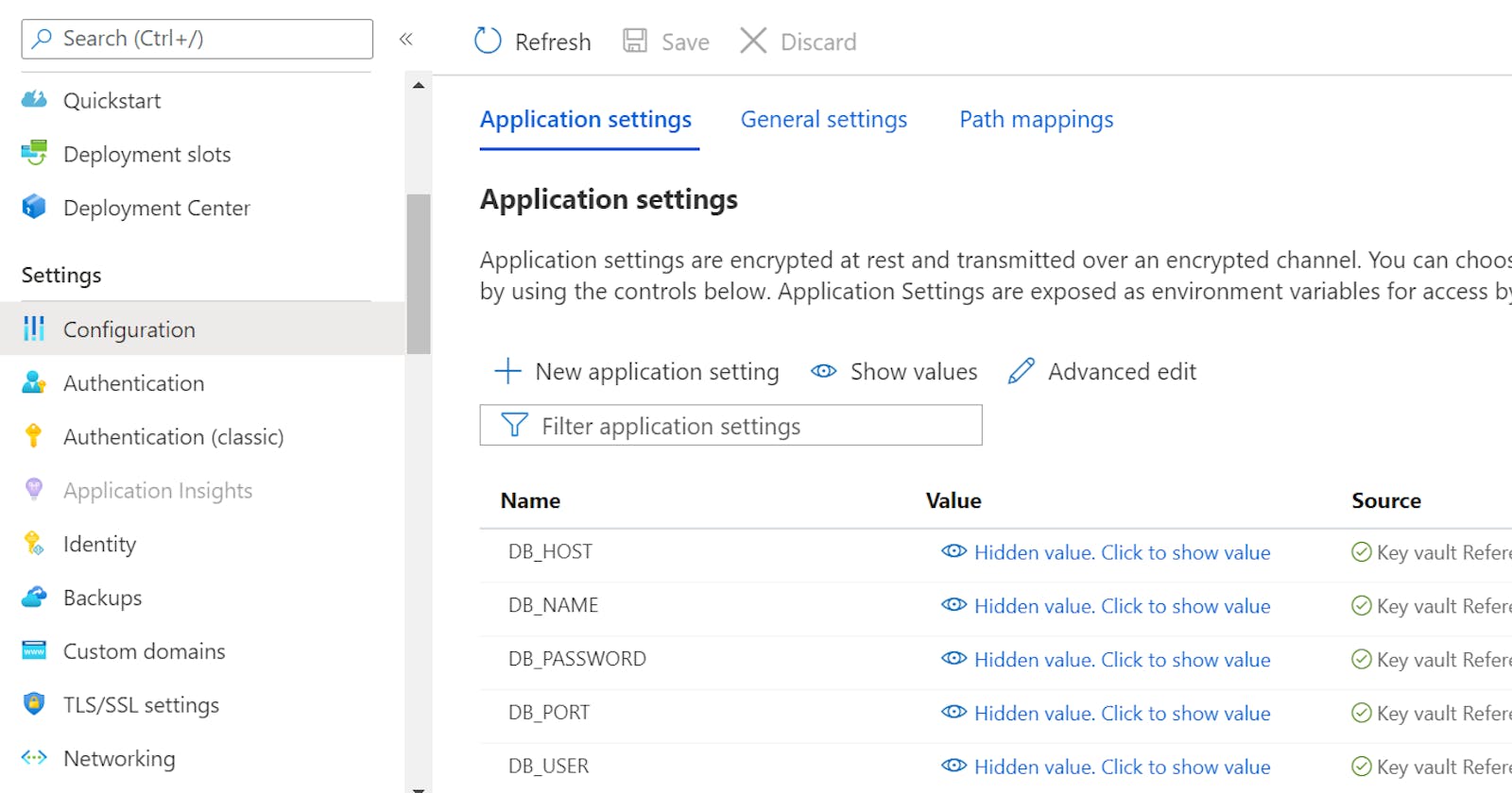 Securing App Service Application Settings with Azure Key Vault Reference