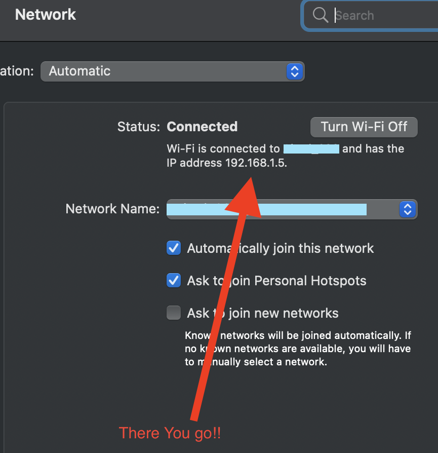 how to get ip address of macbook