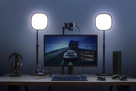 A streaming setup with Elgato Key Light
