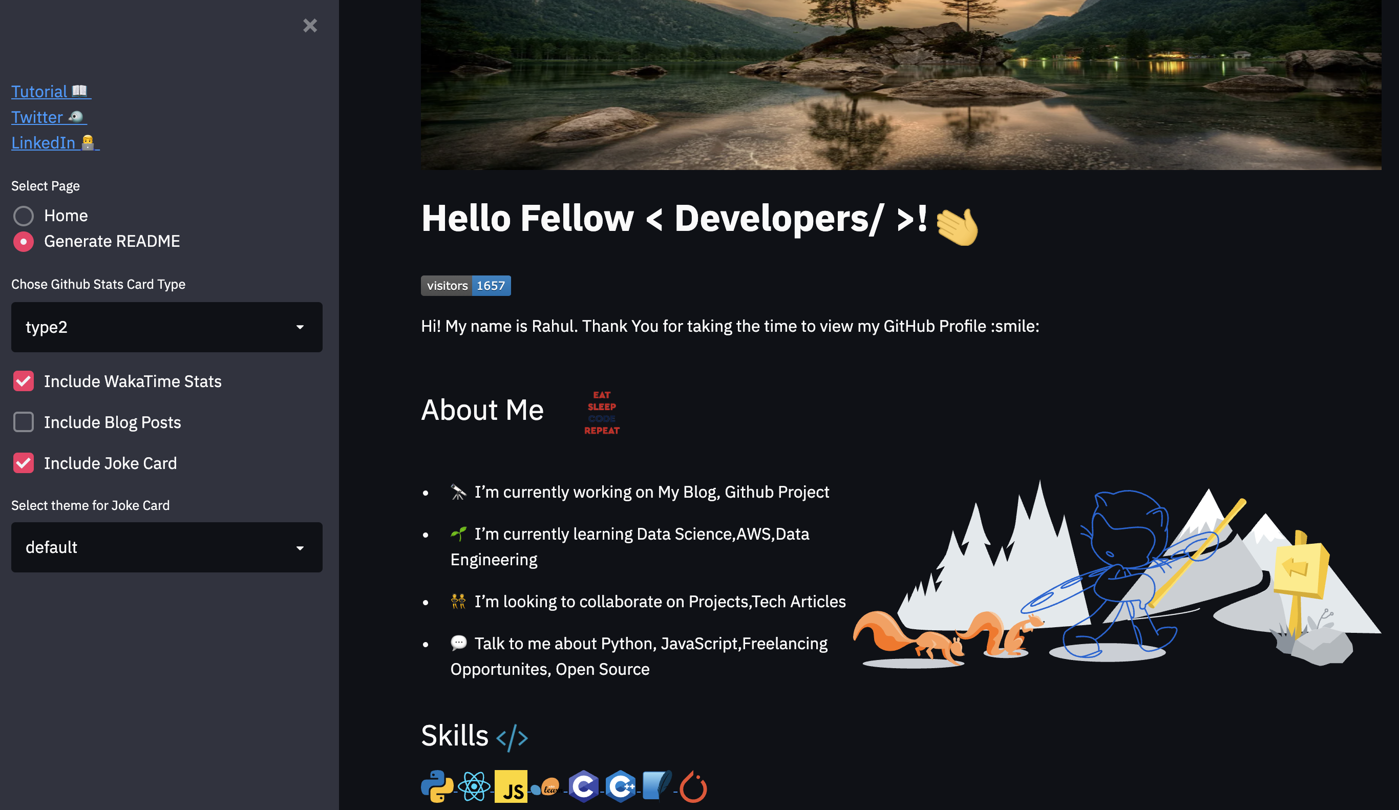 Github Profile Readme Generator Github Profile Readme Generator