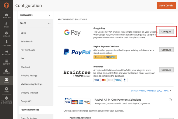 Magento 2 Google Pay configuring it inside the admin panel