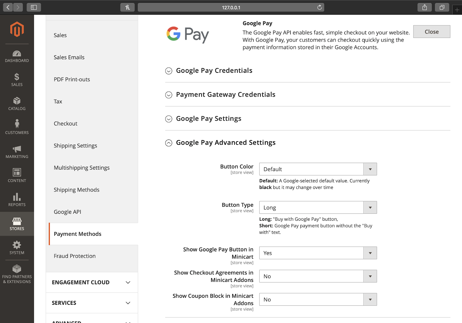 Magento 2 Google Pay configuring it inside the admin panel