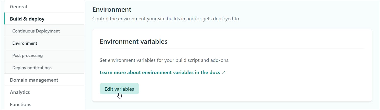 Environment in Netlify