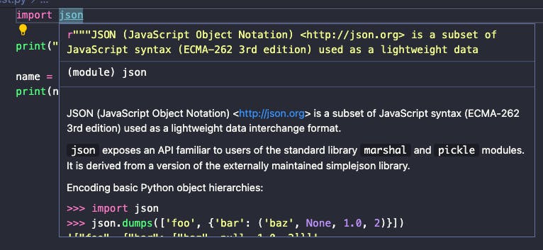Python documentation in Visual Studio Code