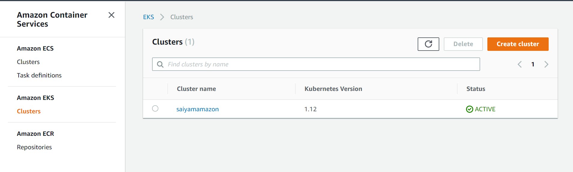 AWS Cluster created