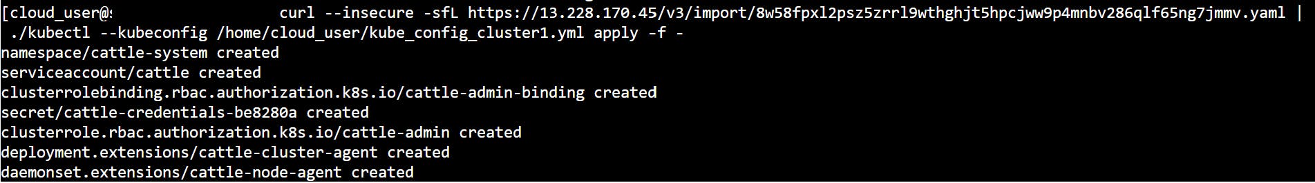 applying yaml file to the RKE cluster for rancher import