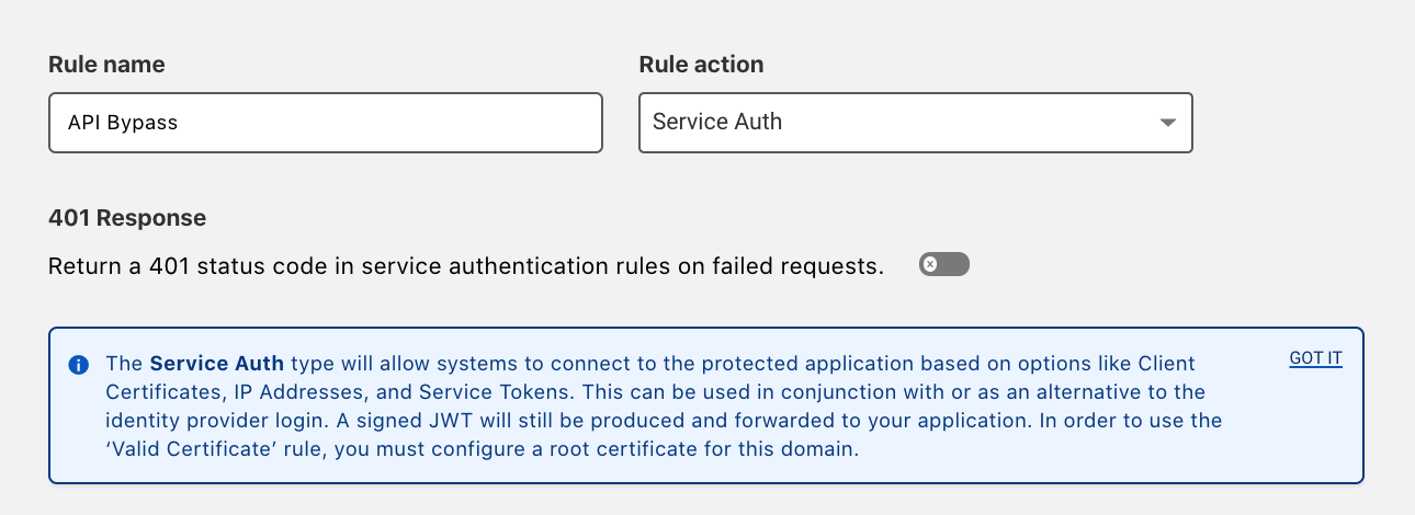 Service Auth Rule