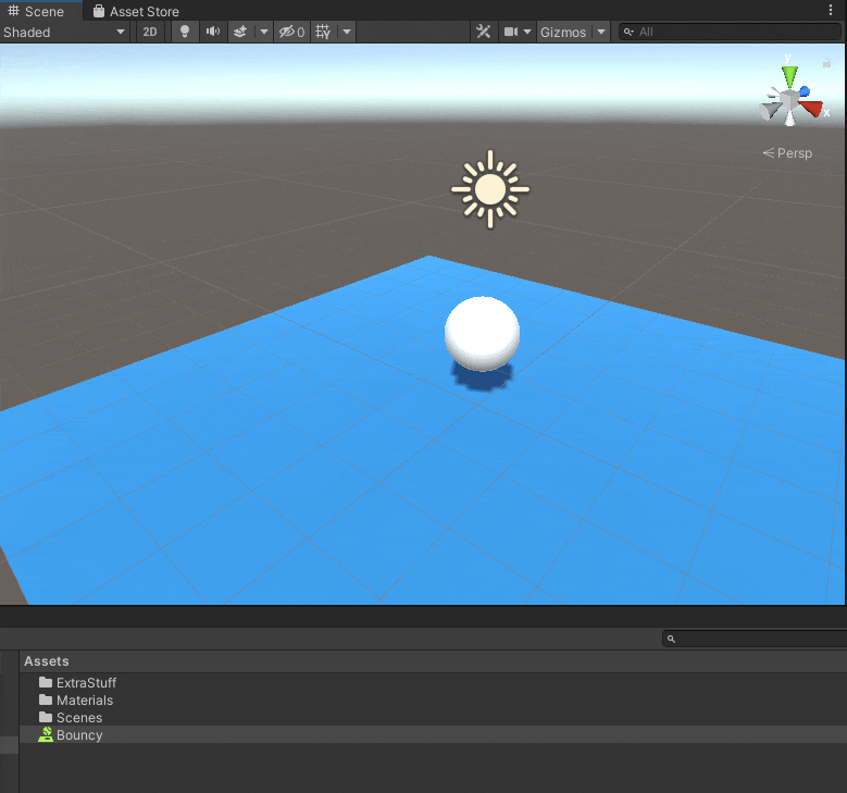 Drag and drop the Bouncy Material into the Sphere