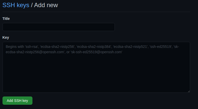 new ssh key form