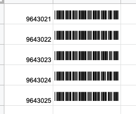Barcodes in Google Sheet