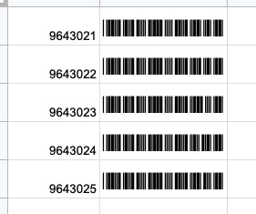 Barcodes in Google Sheet