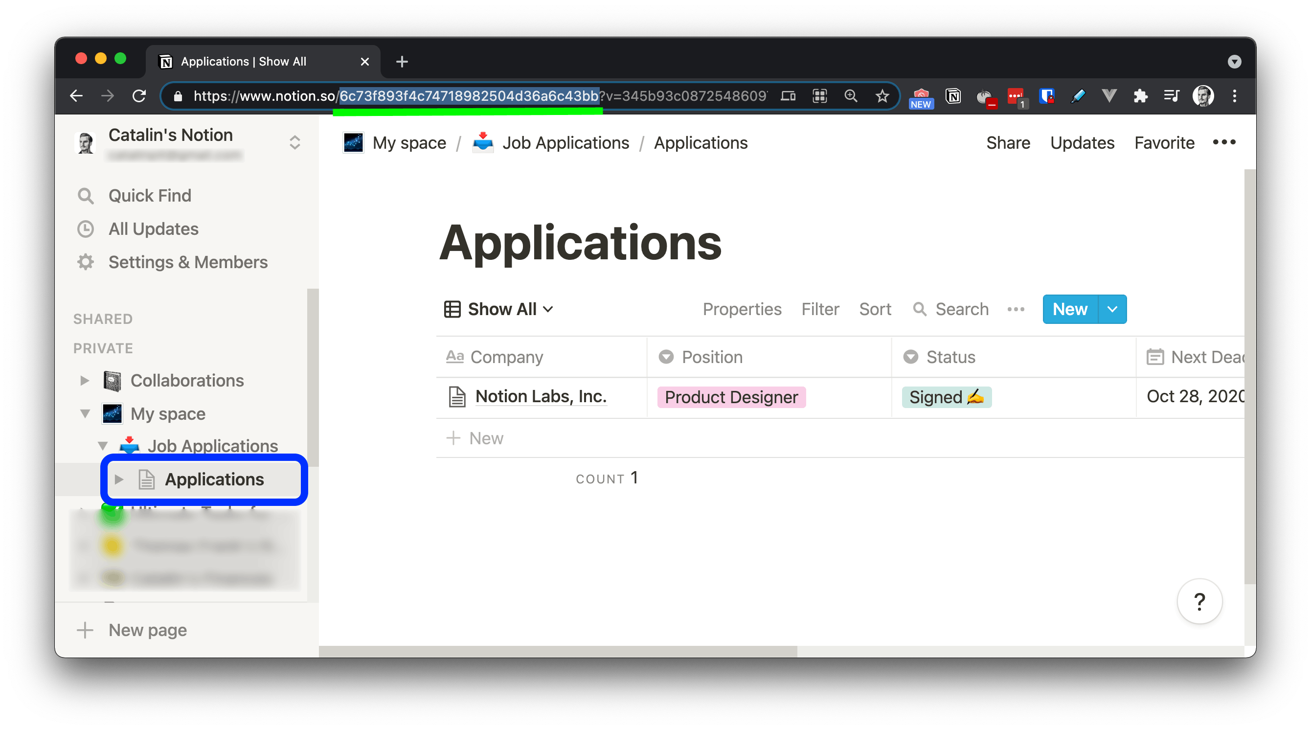 Get the database ID in Notion