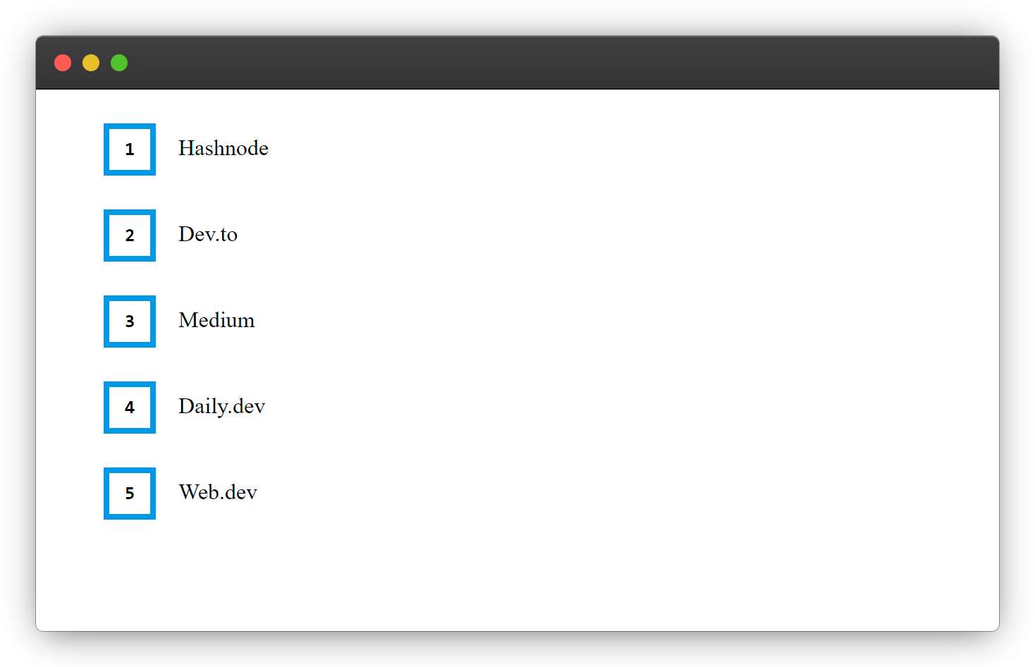 Squared List Sample on Browser
