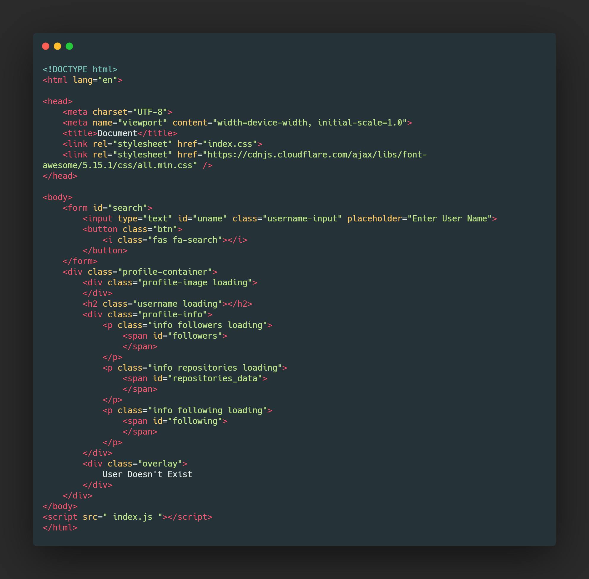 Code in HTML