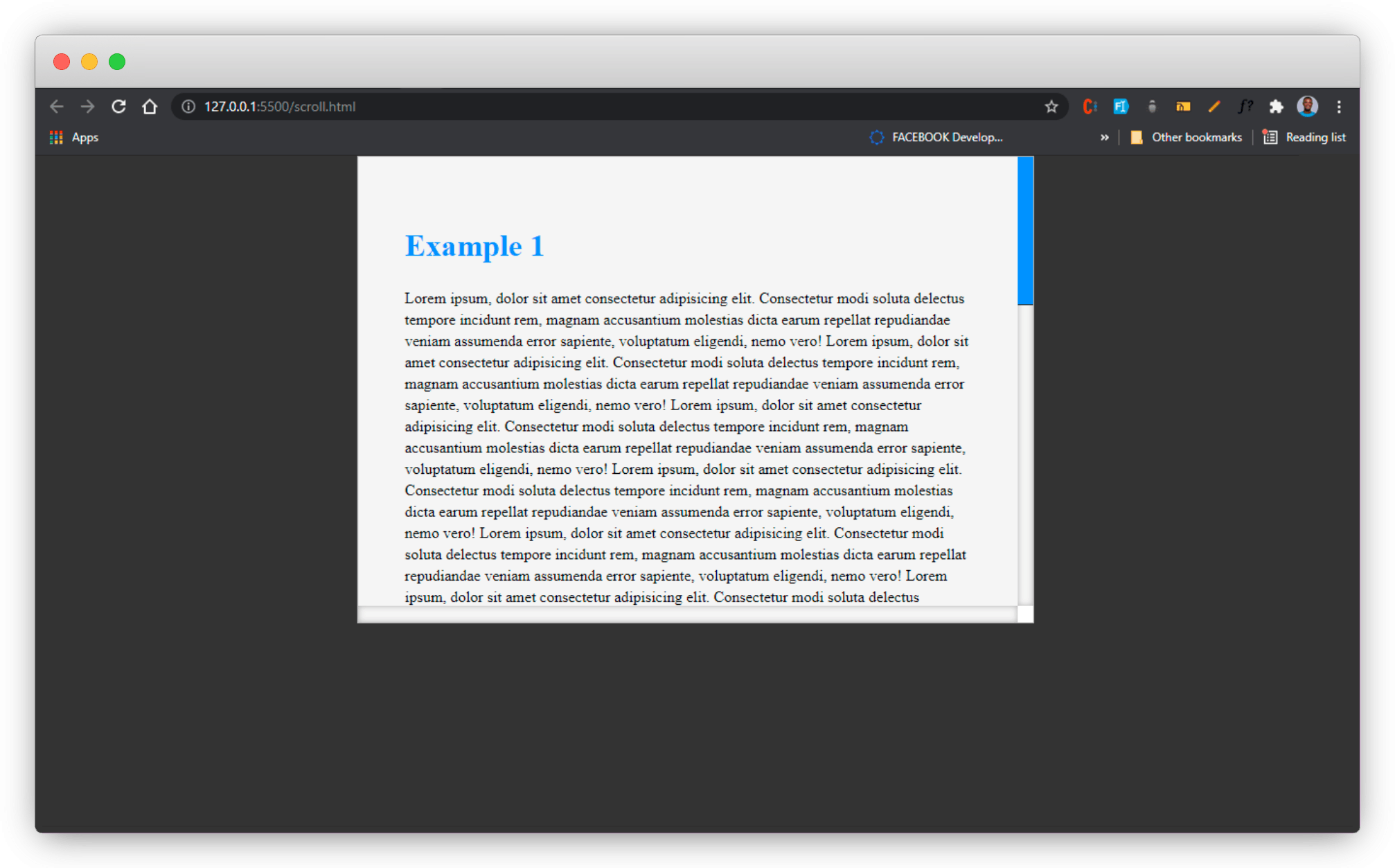 example 1 output on browser