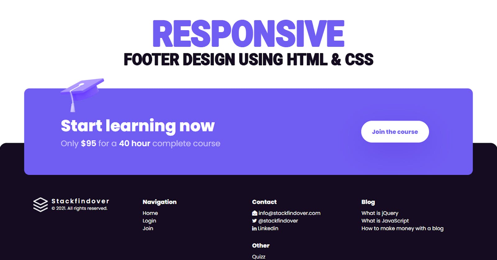 100% Responsive Website Footer | Awesome Footer Design 2021