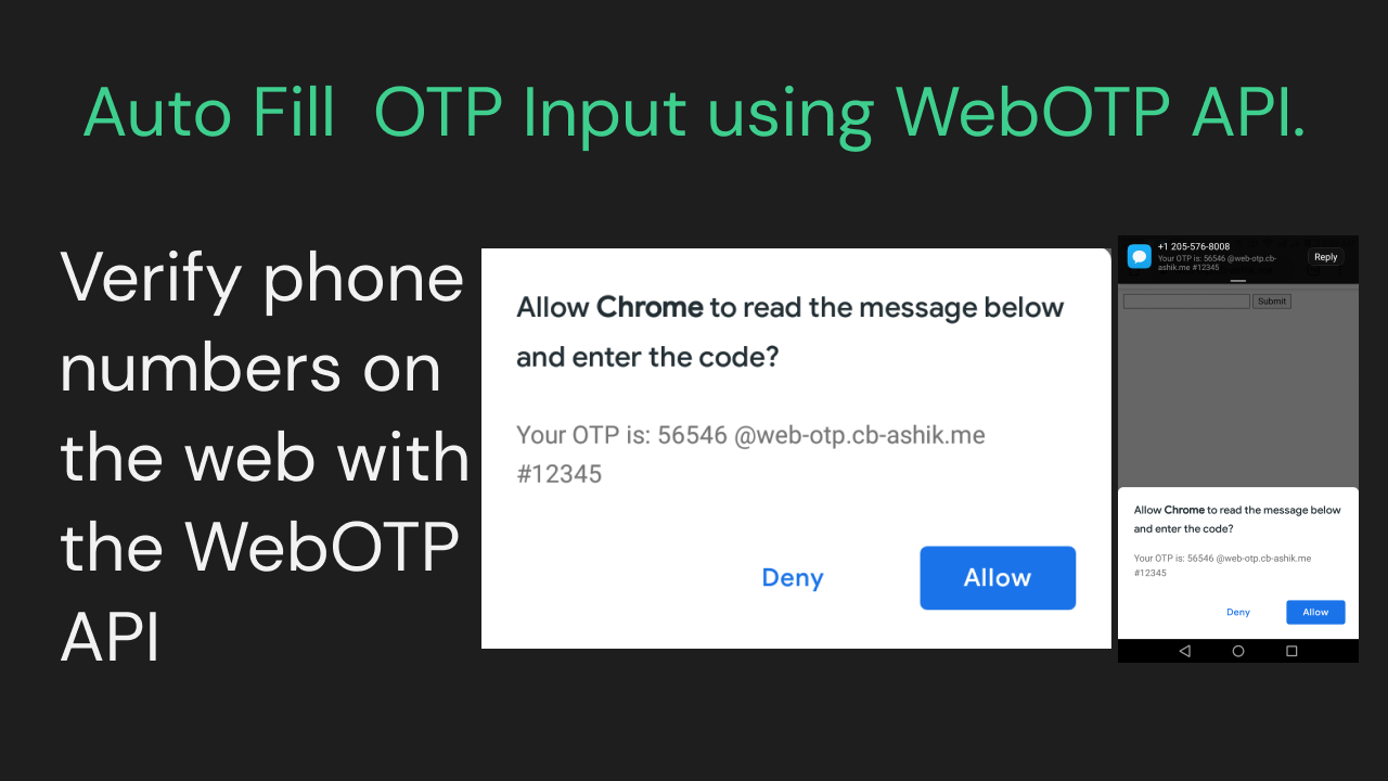 Verify phone numbers on the web with the WebOTP API